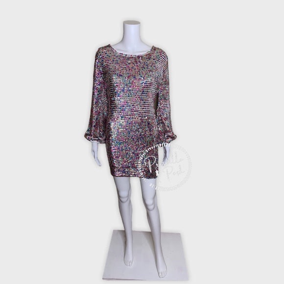 Retrofete Tara Crochet Sequin Long Sleeve Dress, medium - Picture 5 of 10